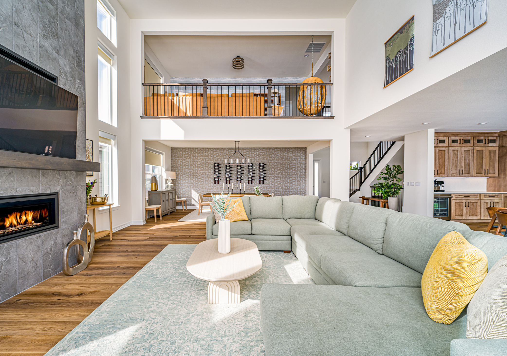 spacious bright living room with clear paths