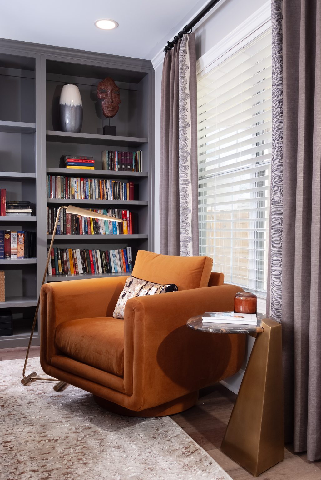 Cozy Reading Nook With A Velvet Armchair 